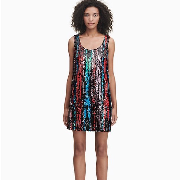 Calvin Klein Rainbow Sequin Sheath Dress - Picture 3 of 6
